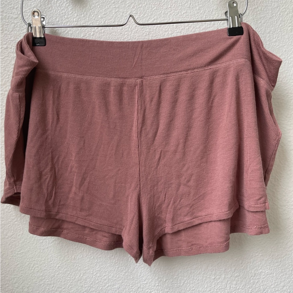 Athleta Well Rested Ribbed Sleep Short Pink Dusty Rose Size XL Shorts